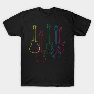 Colored guitars electric acoustic classical T-Shirt